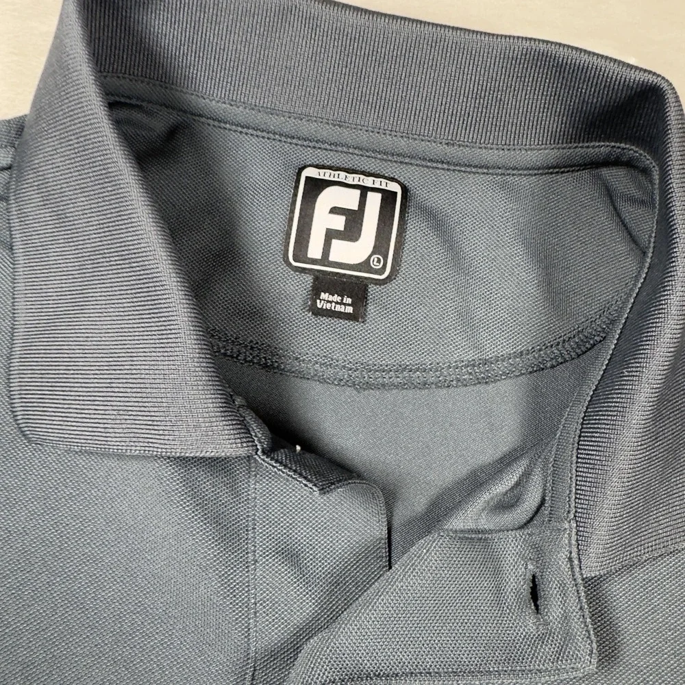 FootJoy Polo Shirt Mens Large Gray Orange‎ Striped Golf Athletic Fit Performance